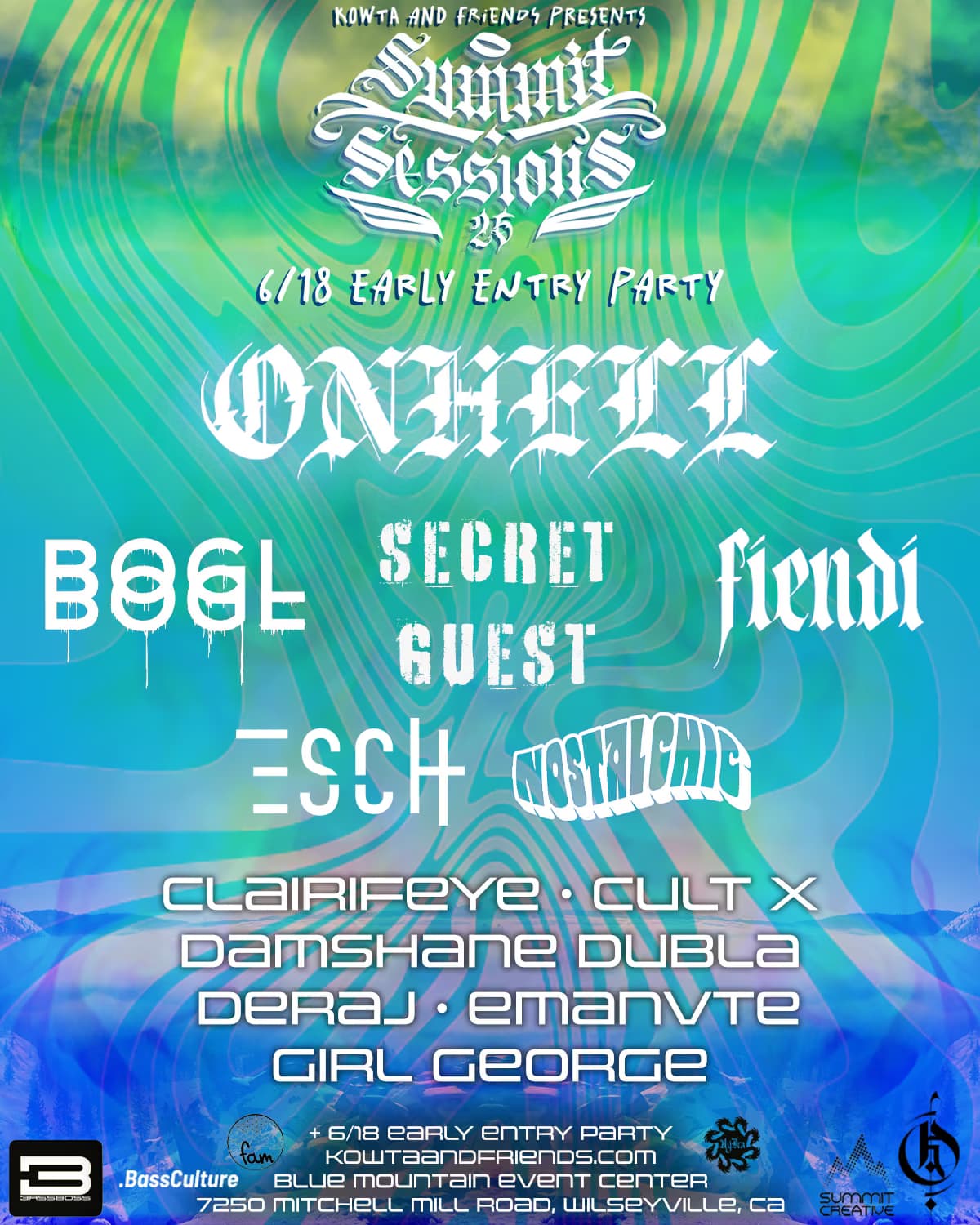 Summit Sessions Thursday early entry pre-party lineup flyer
